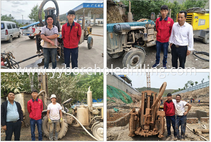 Tractor type water well drilling rig at worksite